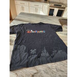 Disneyland Paris Black Graphic T Shirt XL Mickey Mouse Castle Souvenir‎ Tee